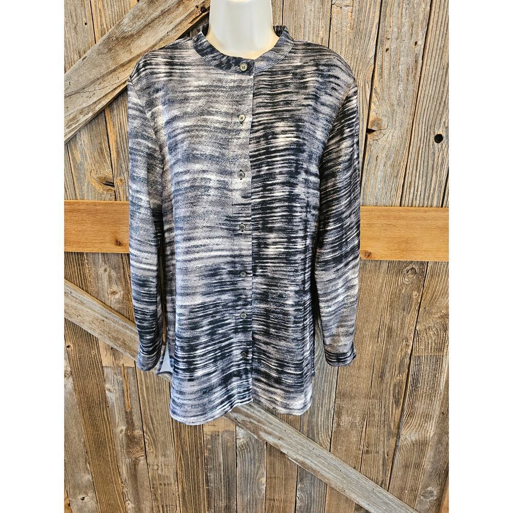 NWT new Paloma Printed Cady Tunic Shirt Graphite whimisgoth button up black